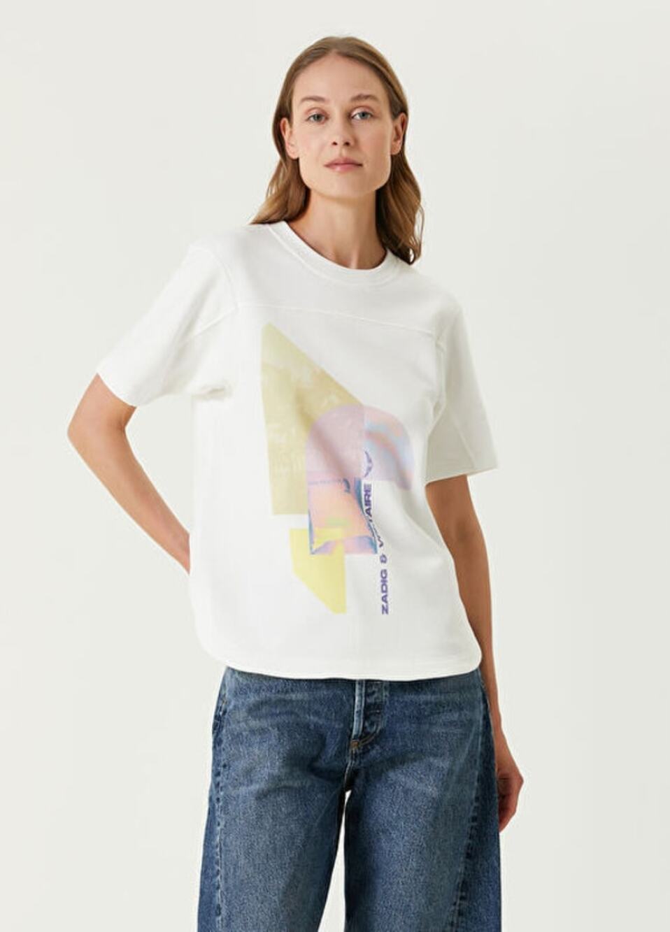 Zadig & Voltaire White Bow Mo Terry Palmier Graphic Short Sleeve Crewneck Tee M